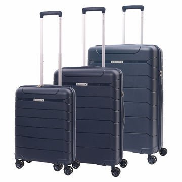 Aerolite Premium PP 3-Piece Luggage Set, Lightweight Polypropylene Hard Shell Suitcases with 4 Dual Spinner Wheels & TSA Lock, Expandable Cabin (21”), Medium (24”), Large (28”), Expandable Carry-On Case Included – Navy